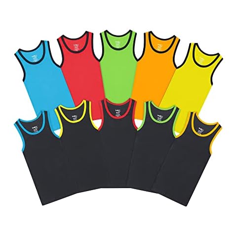 Buyless Fashion Boys Scoop Neck Tagless Undershirts Soft Cotton Tank Top (10 Pack) 4-5 Cover