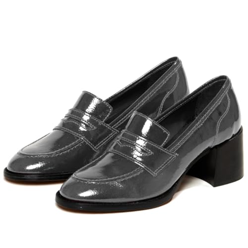 Image of SHODENSE Women Vintage Chunky Heel Loafers Pumps Platform Round Closed Toe Oxford Shoes Burnished Patent Matte Suede Slip On Dress Loafer Block Stacked Heels Office Formal Work Business 4-11 M US