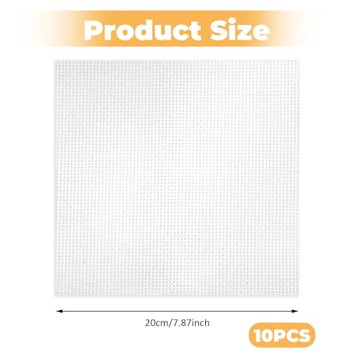 10 Stück Kreuzstich Stoff zum Sticken, 20x20 cm Sticken Aida, 11CT Stickerei Tuch Weiß Kreuzstichtuch, Cross Stitch Fabric, Stickerei-Stoff Baumwolle für Stickereien, Nähen, DIY Handwerk