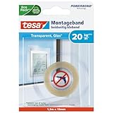 tesa Montageband für transparente Oberflächen und Glas, 1,5m x 19mm, Weiß, 77740-00000-00