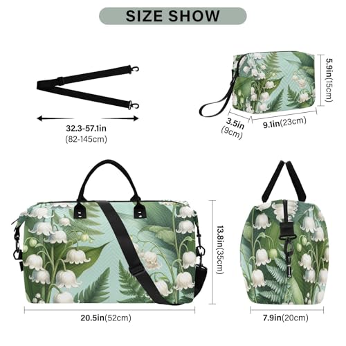 Palm Leaf Lily Floral Travel Duffel Bag, Shoulder Weekender Overnight Bags - Large Gym Bag with Wet Pocket3