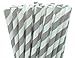 1 X 25 Paper Drinking Straws Gray Stripes 7.75 Retro Vintage Style Durable by VvW