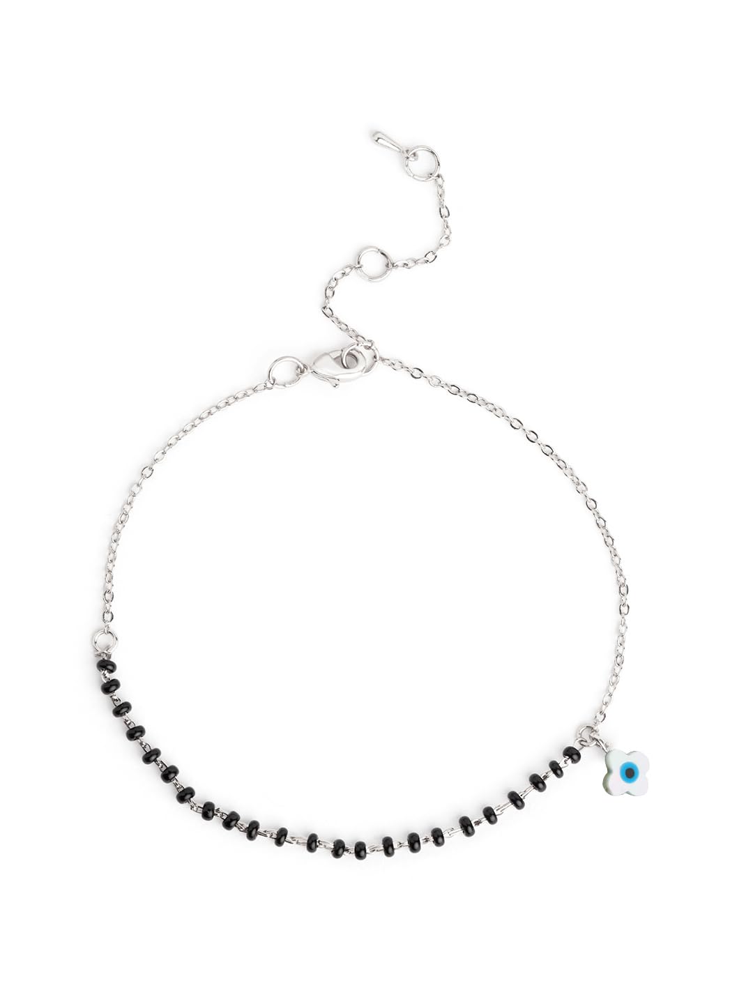 Flower Shape Evil Eye Nazariya Anklet With Mangalsutra Foot Chain Jewellery For Women and Girls-image-37