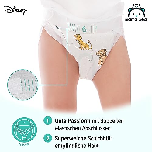 Amazon-Marke: Mama Bear Disney Ultra Dry Windeln Größe 6 (15+ kg) - MONATSBOX, Weiß, 140 Stück (2 Packungen mit 70)