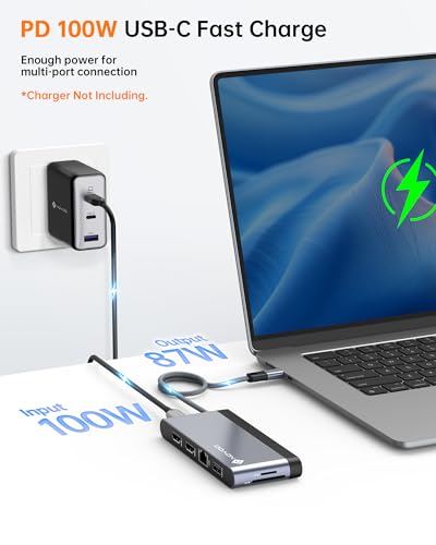 10-in-1 USB C Docking Station Dual Monitor, Single 8K@30Hz, Dual 4K@60Hz HDMI, 100W PD, 1Gbps Ethernet, USB-C & USB-A Ports, 104MB/s SD/TF Card Reader, Perfect Laptop Docking Station for Windows & Mac - Image 5