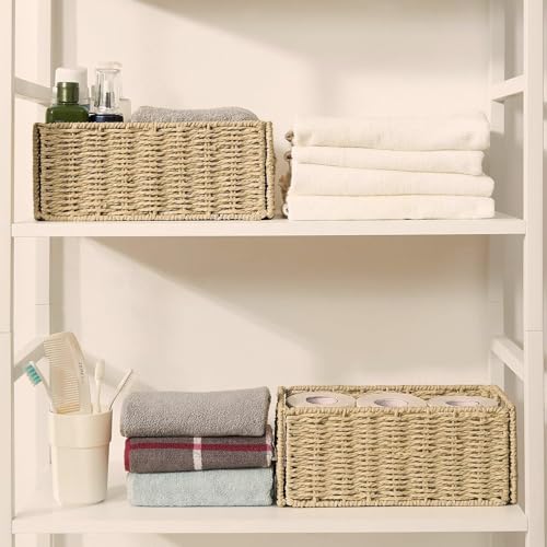 Panier de rangement jacinthe d'eau pliable, lot de 2 bacs avec fond renforcé - 6