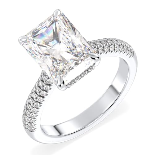 Certified 0.87- 4.8 Carat Moissanite Engagement Ring for Women, D Color VVS1 Clarity, 925 Sterling Silver With 18K Gold Rhodium Plated Solitaire Promise Ring for Wedding, Anniversary, Mother’s Day