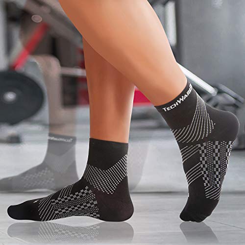 TechWare Pro Plantar Fasciitis Socks - Ankle Compression Socks for Women & Men. Achilles Tendonitis Brace & Foot Arch Support