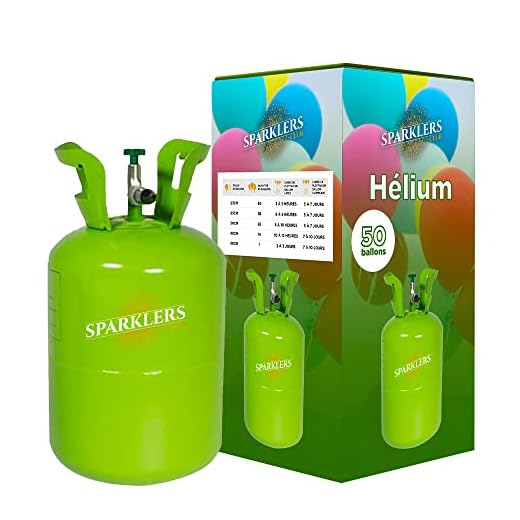 Bouteille Gaz Hélium pour 50 Ballons gonflables, Bonbonne de 0,42m3 - Grande Bouteille Jetable, ballon pour Anniversaire, Mariage et Fête - Livraison 24/48H - SPARKLERS CLUB®