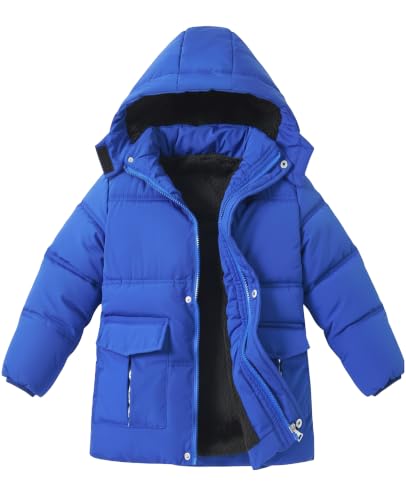 Image of UVIPC 6-12 Years Boys Winter Coat Kids Warm Jacket Wind Water-Resistant Puffy Coats Outwear Toddler Hood Fleece Inner