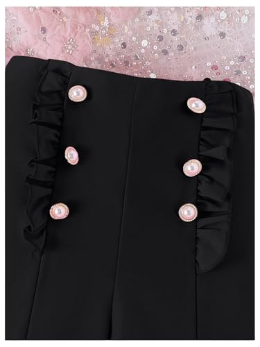 Image of Milumia Girl's 2 Piece Outfits Button Open Front Long Sleeve Blazer and Pants Fall Suit Set