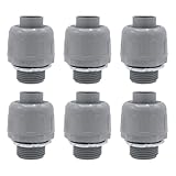 Joyangy 6Pcs 3/4 Inch NPT Liquid Tight Nonmetallic Straight Electrical Conduit Connector Fittings, 180 Degree PVC Flexible Conduit Connectors, for Home Outdoor Tubes Tools