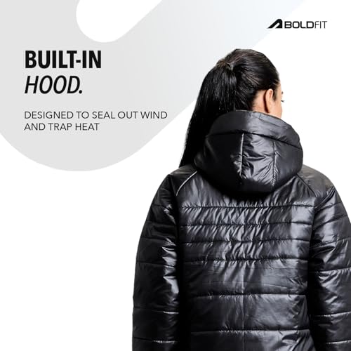Image of Boldfit jacket for woman puffer winter jacket for woman standard length jackets for women stylish latest hooded winter wear jackets for women cozy jerkins for ladies