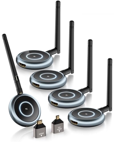 TIMBOOTECH Wireless HDMI Transmitter and 4 Receivers - Up to