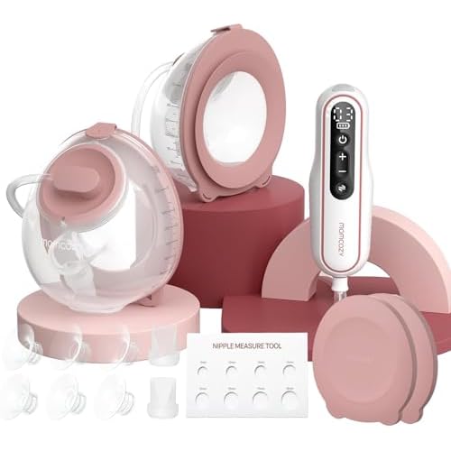 Momcozy V1 Pro Milchpumpe Elektrisch, Tragbare Doppelmilchpumpe | Ultraleicht & KompaktHandsfree 3 Saugstufen & 15 Stufen Leak-Proof DoubleFit Flange 24mm Brusthaube 230 ml