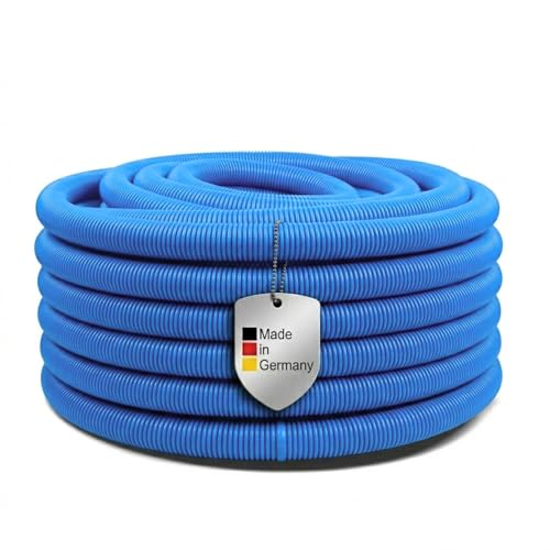 POOL Total Schwimmbadschlauch Ø 38 mm Blau - Flexibler Poolschlauch aus PE - Integrierte Muffen alle 1 50 m - Trittfest & beständig - Made in Germany - 12 m