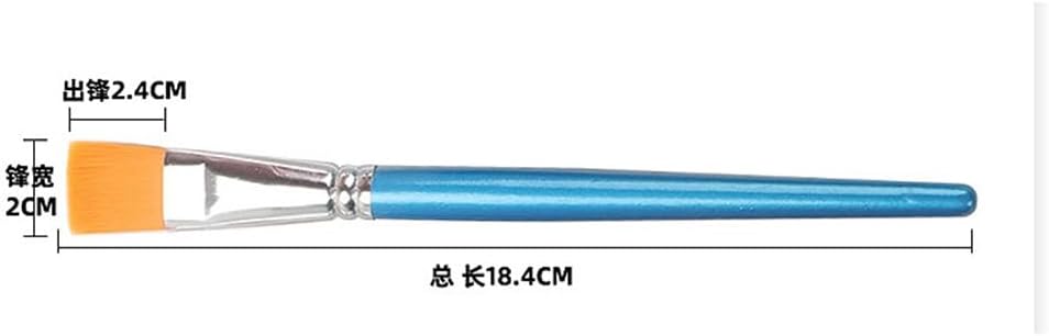 Nylon Hair Flat Tip Gouache Pen Watercolour Oil Paint Paint Student Art Drawing Brush (Multicolor 18.4Cm)