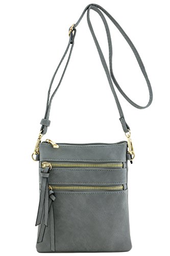 Image of Isabelle Small Lightweight Shoulder Bag for Women, Mini Multi Zipper Pocket Crossbody Handbag with Adjustable strap