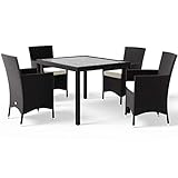 ✔️【 Technische Daten 】Tisch (LxBxH): 90x90x75 cm; Tischplatte 5 mm // Stuhl (HxBxT): 90x55x52 cm // Material: Polyrattan, Stahl , WPC // Farbe: schwarz - anthrazit