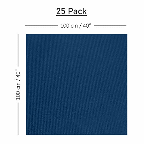 Servietto Disposable Tablecloth For Square Or Round Table, [25-Pack] 40" X 40" Linen-Like Blue Paper Tablecovers For Dining Table, Tablecloth Overlay For Party, Wedding Or Event, Square #TOP2