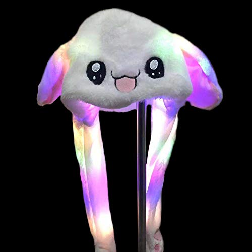 Gorro de conejo Ghair2 con orejas que se mueven, divertido gorro de felpa para mujeres y niñas, ideal como regalo de fiesta, primavera, invierno, Blanco, 1
