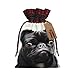 FYCFSLMY Cute Black Pug Christmas Gift Bags with Drawstring, Reusable Gift Wrapping Bags Xmas Holiday Favors Bags