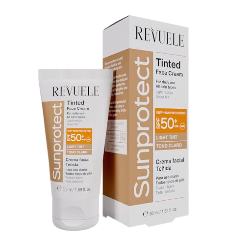 REVUELE SUNPROTECT Crema facial tintada – Tinte claro, SPF 50+ 50 ml