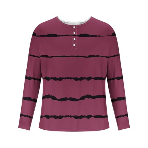Mens Crew Neck Pullover Striped Print Half Button Long Sleeve Basic Tops 2024 Fall Winter Fashion Casual Soft Clothes3
