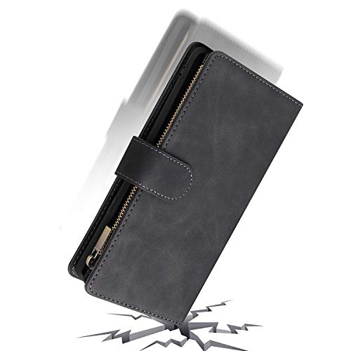Lbyzcase Phone Case For Galaxy Note 9,Samsung Note 9 Wallet Case,Luxury Folio Flip Leather Cover[Zipper Pocket][Wrist Strap][Kickstand ] For Samsung Galaxy Note 9 (Black) #TOP5