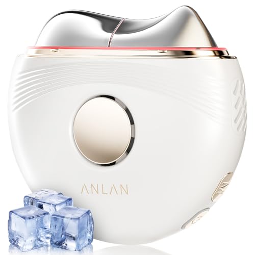 EMS Gua Sha Elektrisch, ANLAN Gesichtsmassagegerät Gegen Falten Blau Violett Rotlichtlampe Gesicht Kalt Wärme Massagegerät Gesicht 3 Intensitätsstufen Face Massager Anti Aging