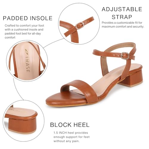 Image of TRASE Women Block Heel Sandals with Ankle Strap, Stylish and Comfortable Design, Perfect for Casual Outings