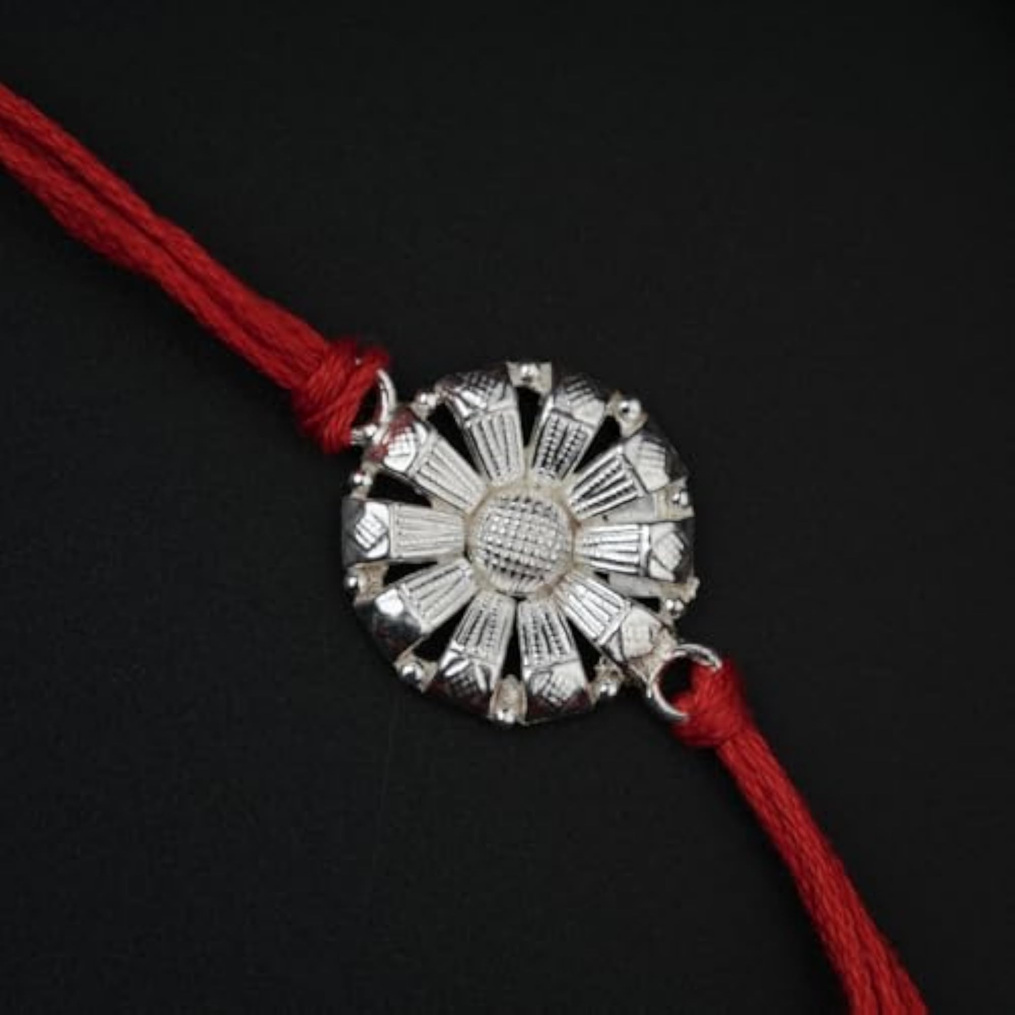 House Of Handmade Silver Flower Rakhi for Brother