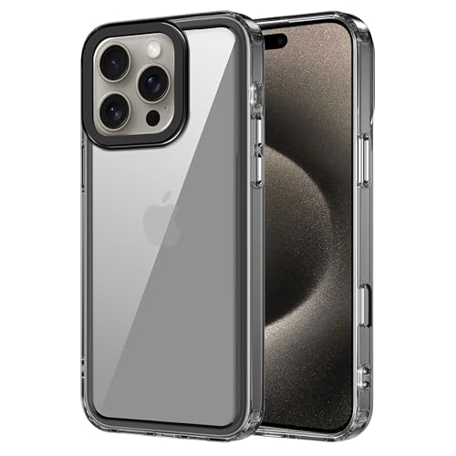 Image of amazon basics Back Case Cover for iPhone 16 Pro Max | Compatible for iPhone 16 Pro Max Back Cover | Case Cover with Camera Protection | (TPU + PC | Translucent Black)