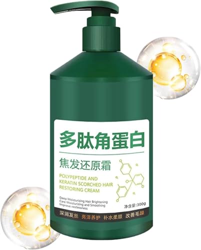 Mascarilla revitalizante capilar de queratina y polipéptidos, crema hidratante, suavizante y reparadora del cabello dañado, tratamiento capilar de queratina, brillo y suavidad duraderos