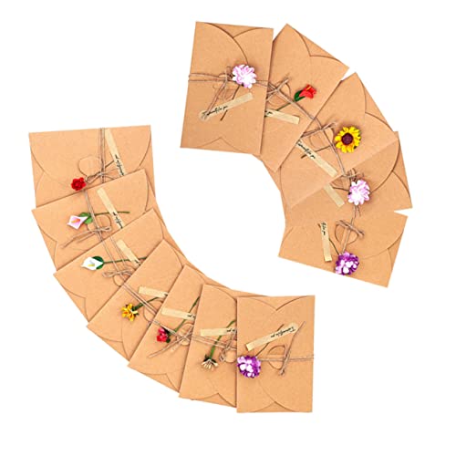 OSALADI 12 Sobres De Flores Secas Para Tarjetas De Felicitación Tarjetas De Aniversario Decoraciones Cajas De Agradecimiento Flores Artificiales De Boda Color Marrón