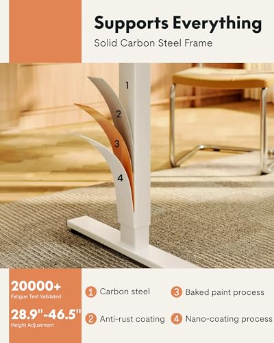 Image of FLEXISPOT EN1 Whole-Piece Standing Desk, 48 x 24 Inches Height Adjustable Desk Stand up Desk Home Office Table for Computer Laptop (White Frame + Maple Desktop)