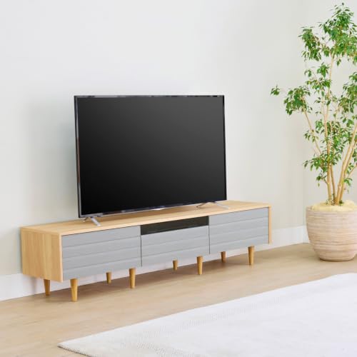白井産業 テレビ台 幅180cm 高さ42cm 75V型対応 TVボード ローボード グレー ナチュラルブラウン 収納 リビング 北欧モダン ノルフィカ NOR-4018HGY