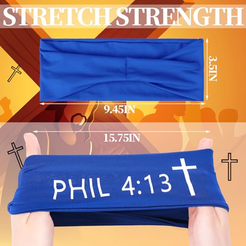 Image of 5 Pcs Christian Athletic Headbands Gifts Cross Headband for Men Women Bible Verse Workout Religious Stretchy Sweat Bands
