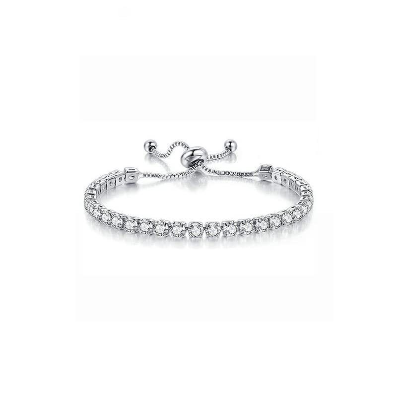 SBI Jewelry Silver Tennis Bracelets for Women Adjustable Silver White Cz Bracelets Gifts for Women Christmas Jewelry Gifts