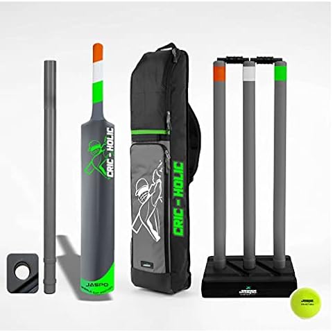 Jaspo Cric Holic Heavy Duty Plastic Cricket Bat Kit,Full Size (34” X 4.5”inches) Premium Bat Combo for All Age Groups – Kids/Boys/Girls/Adults Cover