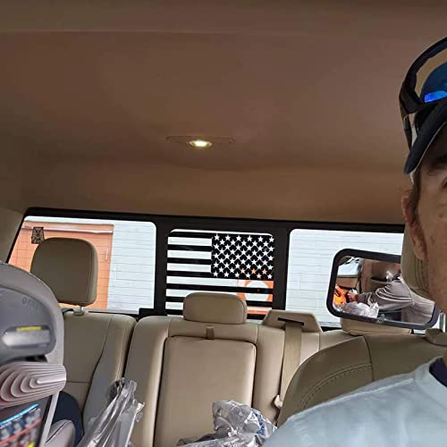 Image of Xinghe for Nissan Frontier 2013-2026 2025, American Flag Decals for Truck Back Middle Window, Matte Black USA Flag Decal for Truck Back Sliding Window
