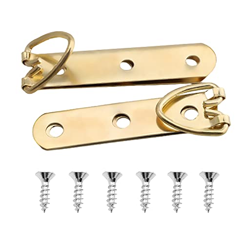 Image of 30Pcs Three Holes D Ring Picture Hangers 90 x 15mm for Hanging Hook Frame Mirror Artwork Clock Gold Tone
