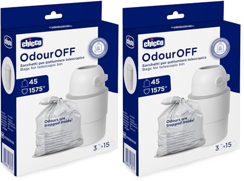 Chicco Sachets anti-odeurs, Sachets pour Poubelle à Couches Anti-Odeur, Poubelle Télescopique,...