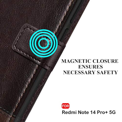 Image of TheGiftKart Flip Back Cover Case for Mi Redmi Note 14 Pro Plus 5G | Dual-Color Leather Finish | Inbuilt Stand & Pockets | Flip Back Case Cover for Redmi Note 14 Pro+ 5G (Faux Leather, Coffee & Brown)