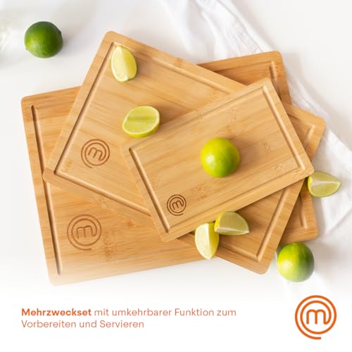 MasterChef Schneidebretter Holz, Schneidebrett Set mit 3 Bambus Holzbrett – Ansicht 5