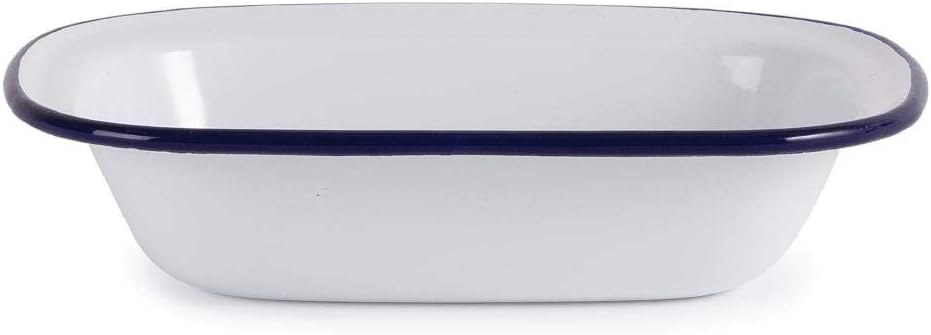 Olympia 23124 Enamel Pie Dish Rectangular 50x180x135mm Roasting Bakeware Kitchen - White