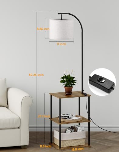 Image of Floor Lamp with Table,Night Stand Lamp,End Side Table for Living Room