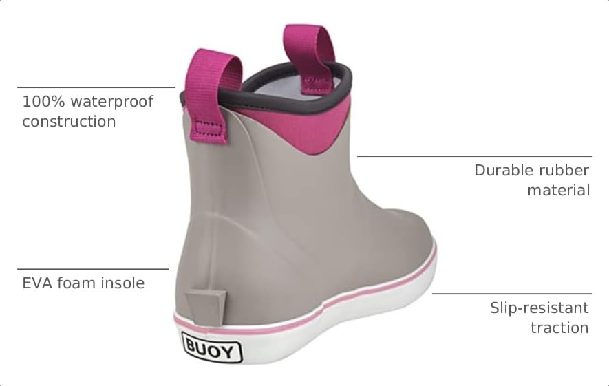 Image of Buoy Boots Women's Waterproof Ankle Rain Boots, Rubber Deck & Fishing Boots