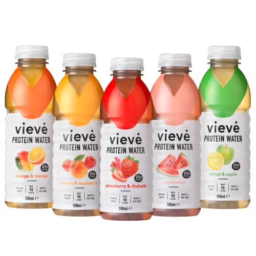 Vieve Protein Water 10x500ml - Mixed Variety Flavour Pack 20g Protein, Sugar Free, Fat Free & Dairy Free A Ready to Drink Alternative to Protein Powders & Shakes 10 Pack (2 per Flavour)