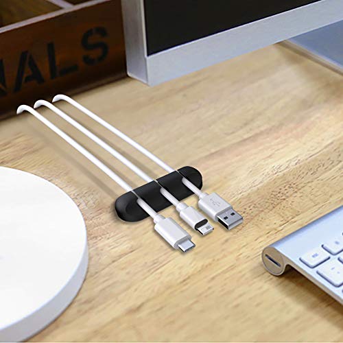 Image of SOULWIT Cable Holder Clips, 3-Pack Cable Management Cord Organizer Clips Silicone Self Adhesive for Desktop USB Charging Cable Nightstand Power Cord Mouse Cable Wire PC Office Home